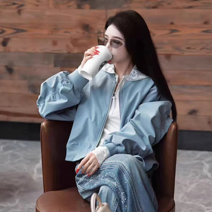 2026年春款外套女棒球服长袖新款外套短款宽松休闲学院风外套上衣