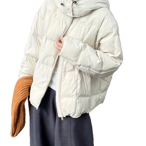 高端韩版云朵泡芙羽绒服女25冬新款宽松连帽白鸭绒保暖加厚外套潮