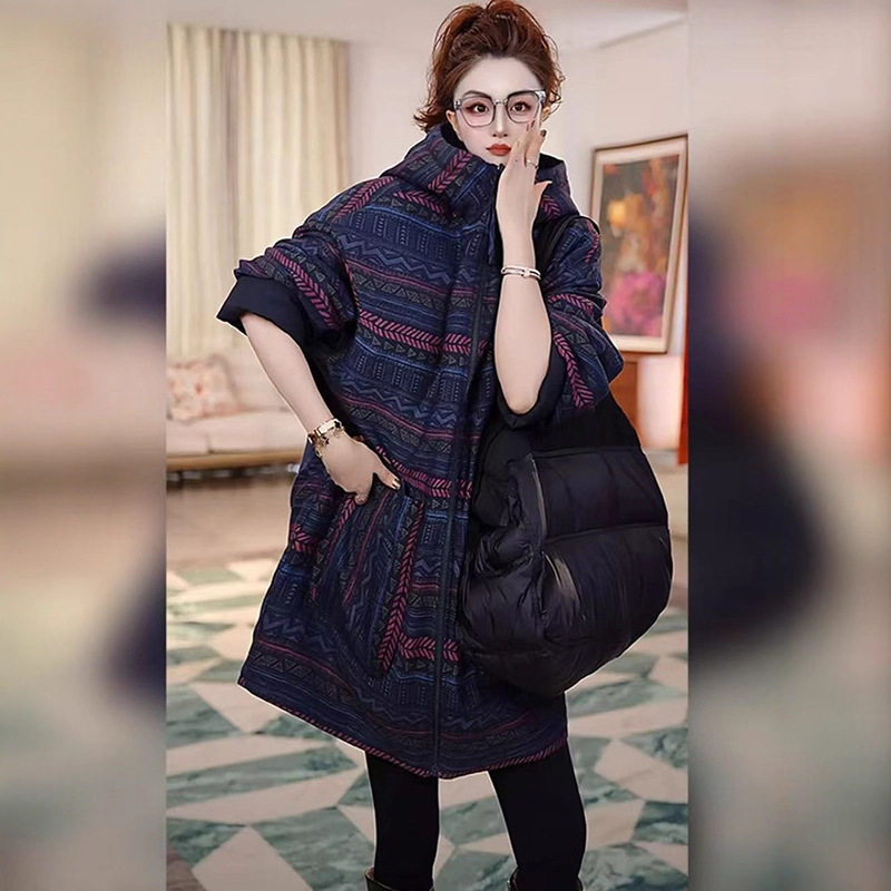 过冬两面穿中长款棉服冬季时尚轻奢气质复古连帽保暖棉衣外套女袄