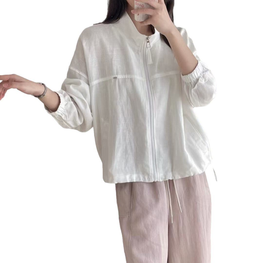 26春款外套女亚麻长袖开衫宽松休闲韩版学院风上衣外套慵懒风新款