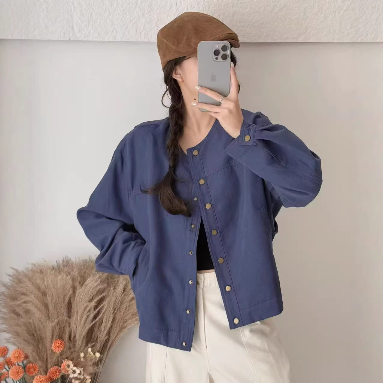 2026年春款外套女桃皮绒外套长袖宽松休闲韩版学院风上衣新款外套