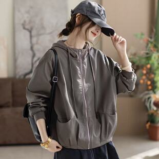 2026年春款皮衣外套女连帽宽松休闲韩版学院风外套新款慵懒风上衣