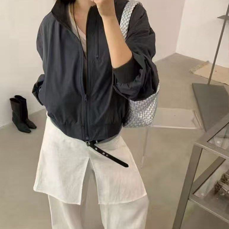 2026年春款外套女长袖双拉链宽松休闲韩版学院风上衣夹克外套新款