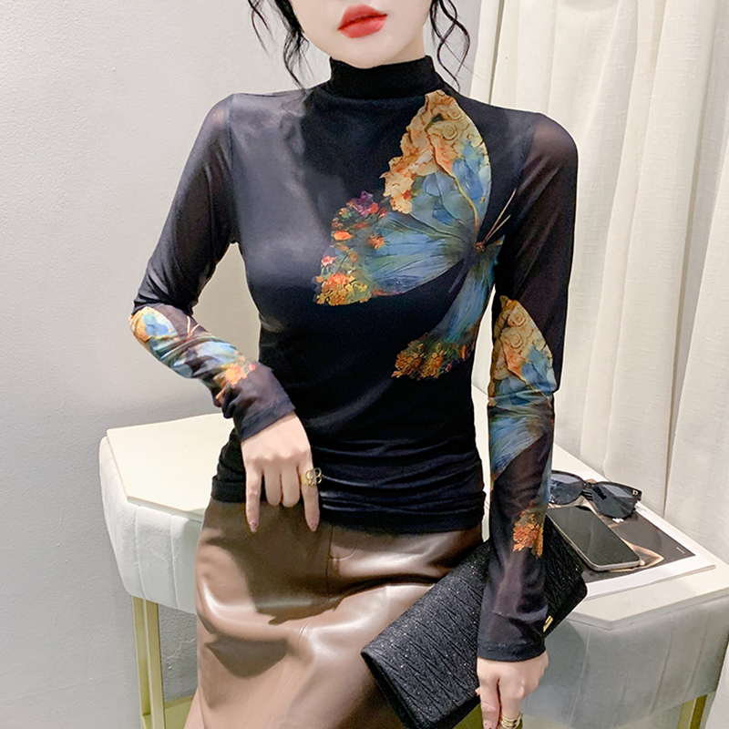 加绒加厚半高领打底衫女内搭