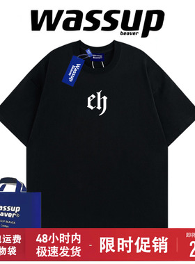 WASSUP BEAVER国潮牌CH短袖T恤男女重磅美式休闲高街宽松半袖TEE
