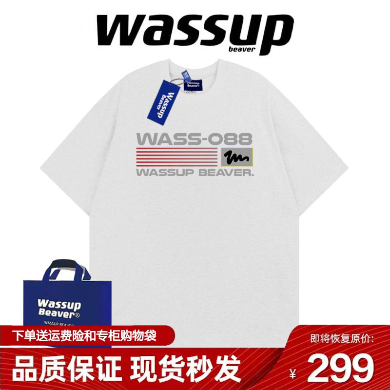 WASSUPBEAVER国潮美式短袖男女