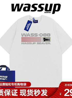 WASSUP BEAVER国潮字母印花短袖男女夏季美式重磅情侣宽松半袖T恤