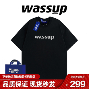 半袖 WASSUP 休闲情侣装 T恤男女纯棉夏季 官方旗舰店 BEAVER国潮短袖