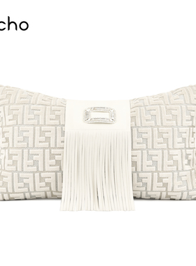 echo意式轻奢高档小香风白色别墅沙发大牌F字母抱枕样板间腰靠垫