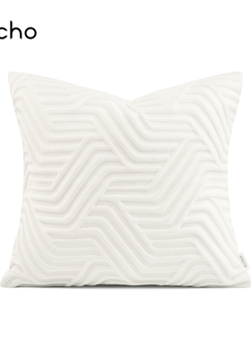 echo法式轻奢现代白色龙湖刺绣抱枕高级样板间酒店别墅沙发靠垫套