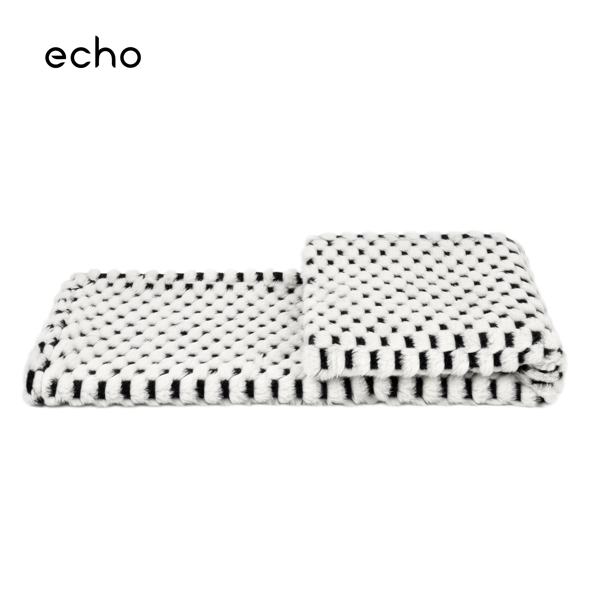 回声家居沙发毯子床上用黑白床尾毯ins 风毛绒搭毯轻奢飘窗床尾巾