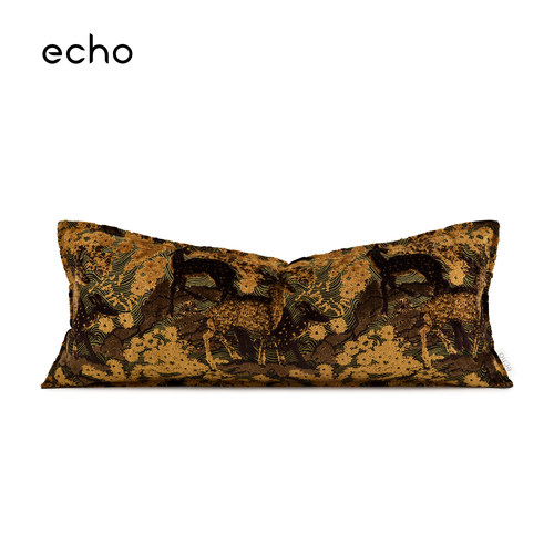 echo海派老钱风割绒福禄寿吉祥图案沙发客厅酒店抱枕长条腰枕靠垫