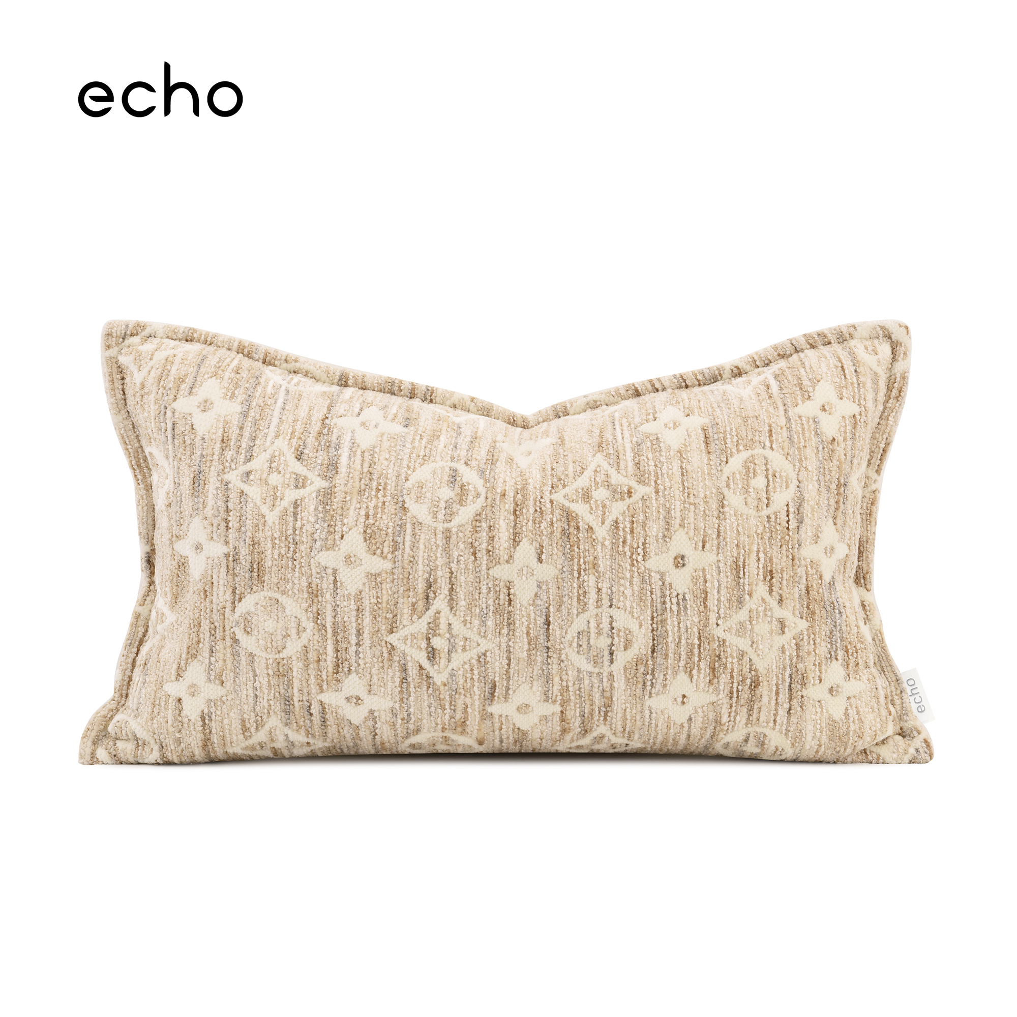 echo老花度假奶油风治愈系米白卡其沙发高级感腰枕汽车小靠垫抱枕