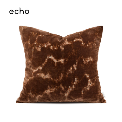 echo轻奢中古风进口割绒橘橙色波浪高档抱枕样板间靠包床头靠垫套