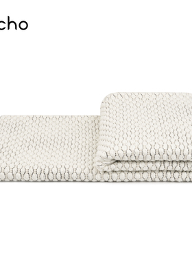 echo休闲度假风白色颗粒女孩房搭巾样板间民宿酒店中式搭毯床尾巾