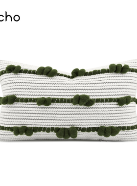 echo样板间儿童房民宿绿色简约手工复古抱枕沙发客厅飘窗腰枕靠垫