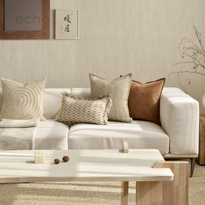 echo回声侘寂风日式简约民宿酒店样板房米橙色抱枕沙发腰枕靠垫套