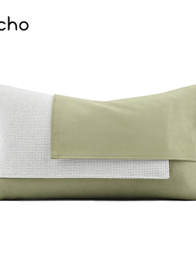 现代简约轻奢样板房北欧设计师嫩绿色麂皮绒定制抱枕沙发腰枕靠枕