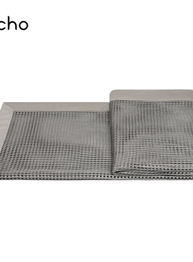 echo轻奢风样板间高级感时尚灰色奢华格子网面搭毯别墅床上床尾巾