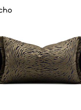 echo进口割绒高级咖蓝色波浪纹奢华抱枕咕臣样板间沙发腰枕靠垫套