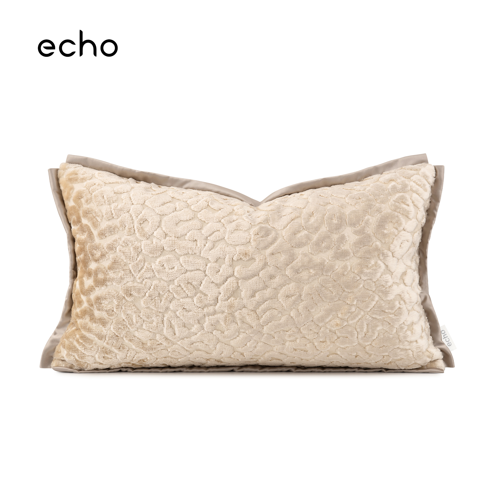 echo进口高档香槟金米色豹纹割绒别墅沙发奢华抱枕样板间腰靠垫套