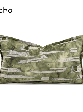 echo现代简约风样板间绿色新中式客厅沙发抱枕飘窗腰枕床上靠垫套