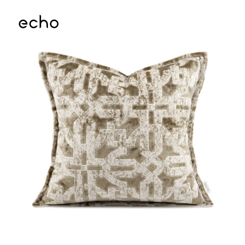 echo法式轻奢沙发进口米咖白割绒抱枕Velvet throw pillow方靠垫