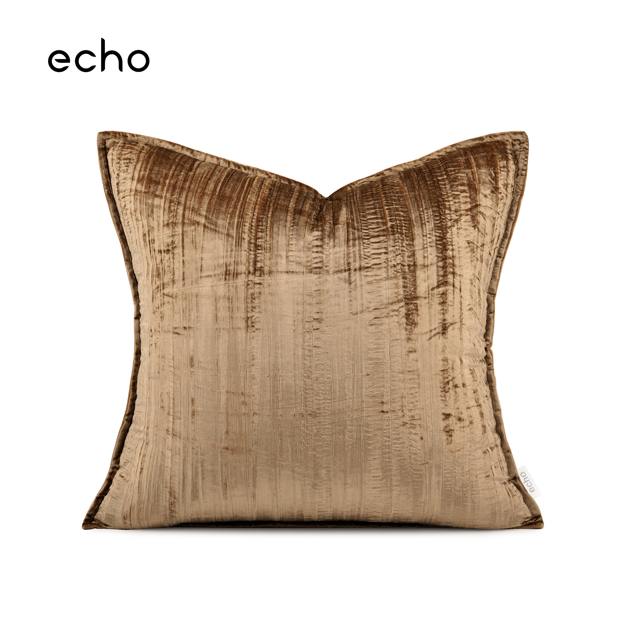 echo法式轻奢鎏金色香槟金条纹丝绒高级感沙发样板间抱枕客厅靠包