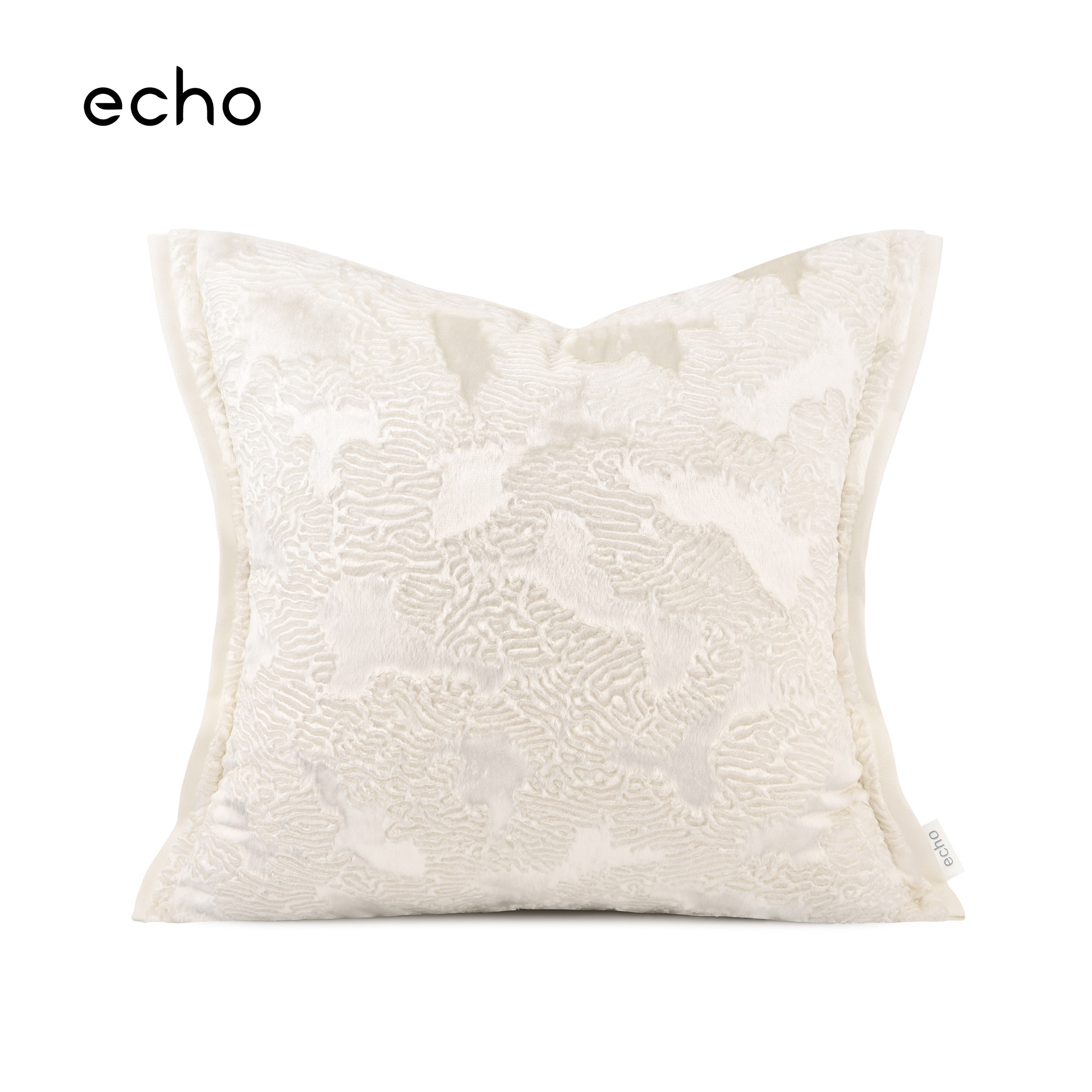 echo法式轻奢米白光泽感丝绒肌理奢华沙发抱枕样板间靠包靠垫套
