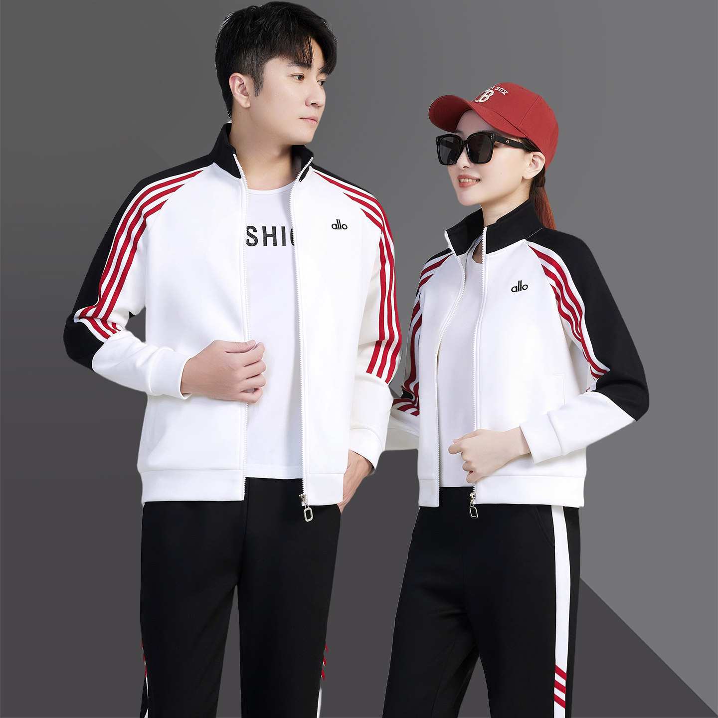高端运动套装男女士运动服三件套2026春秋新款立领情侣运动服套装