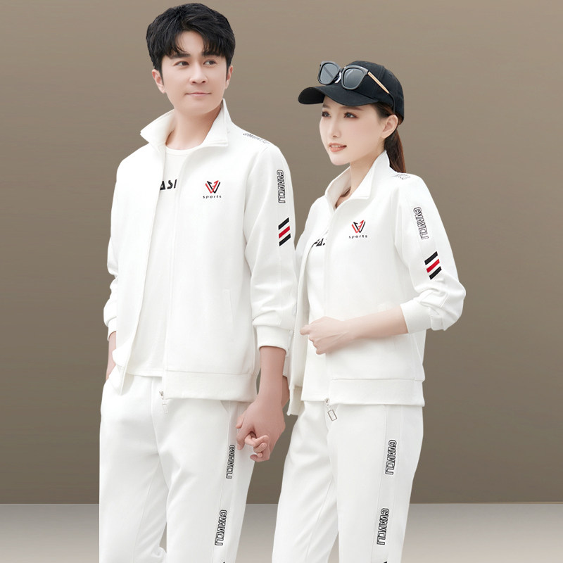 高端运动套装男女士2026春秋新款时尚宽松立领情侣装运动服男跑步