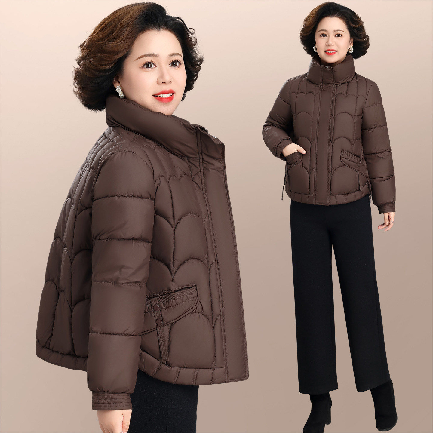 棉服冬装女款2026新款冬季立领时尚气质减龄妈妈上衣加厚