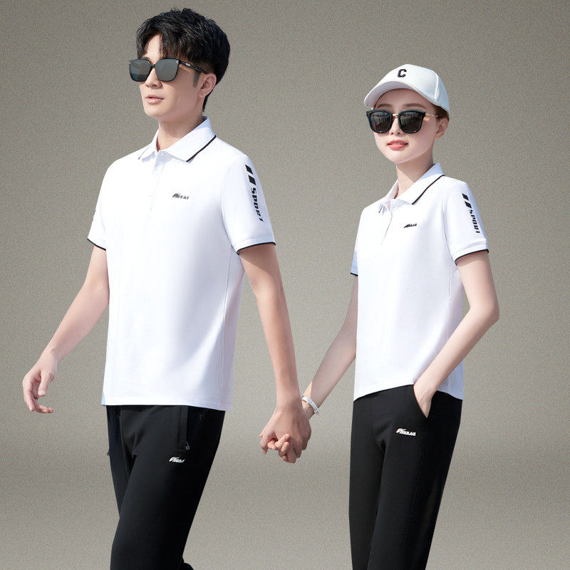 运动套装男女夏季POLO领短袖两件套情侣装棉吸湿排汗透气团购夏装
