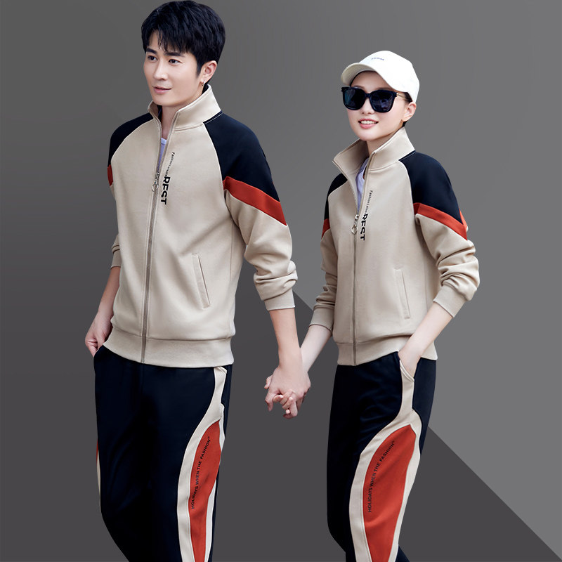 2026春季情侣运动套装长袖男士运动套装春秋跑步休闲女运动服大码