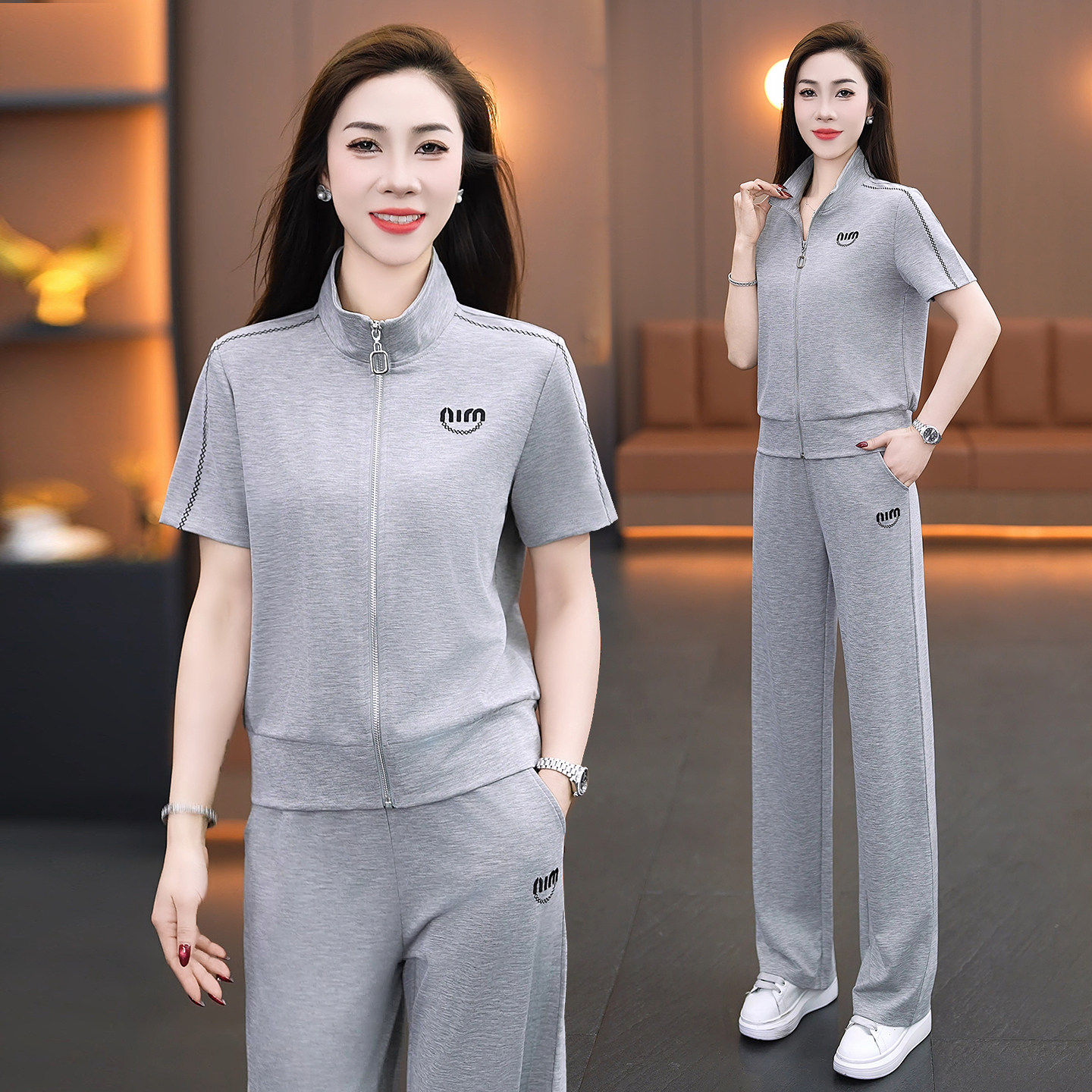 运动套装女2026夏季新款品牌欧货洋气减龄小个子休闲跑步服两件套