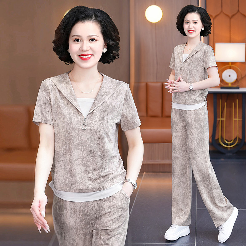 中老年运动服套装女士2026夏季新款时尚洋气减龄高级感小众两件套