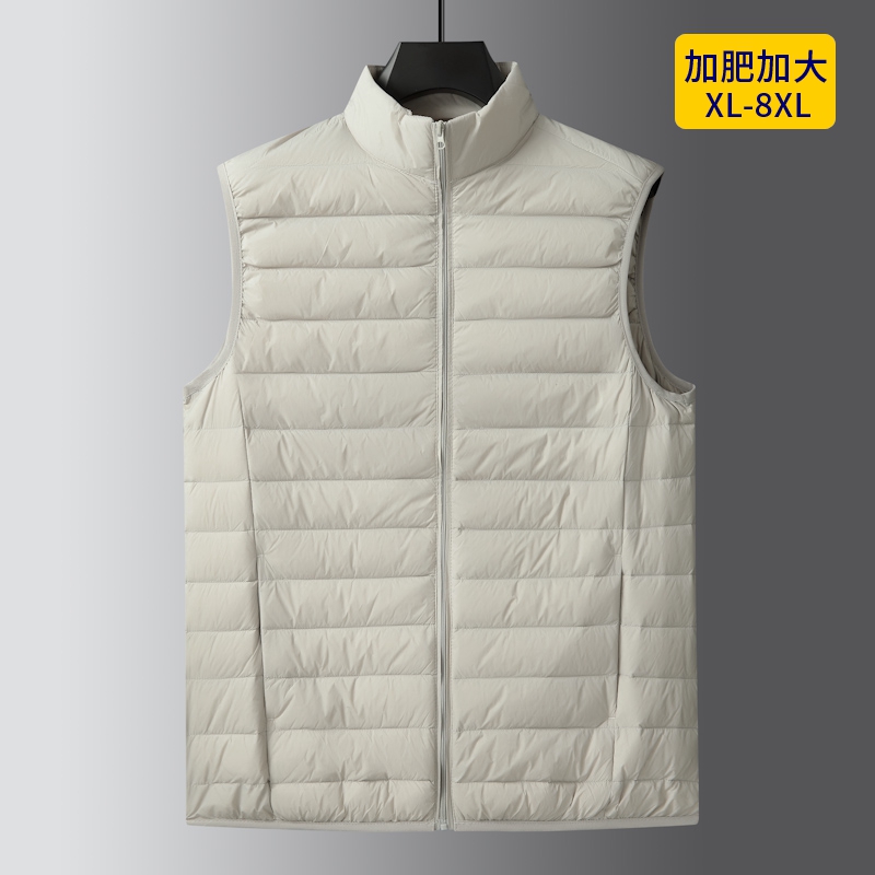 秋冬新款立领轻薄羽绒马甲男加肥加大码宽松胖子纯色保暖背心坎肩