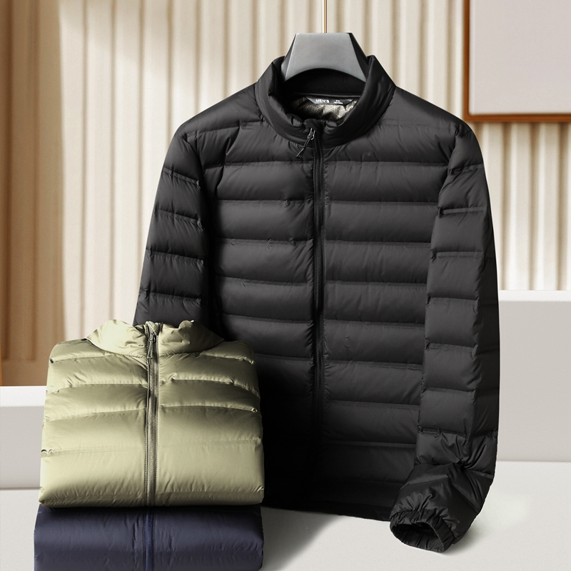 冬季新款轻薄羽绒服男立领加肥加大码胖子宽松休闲保暖白鸭绒外套