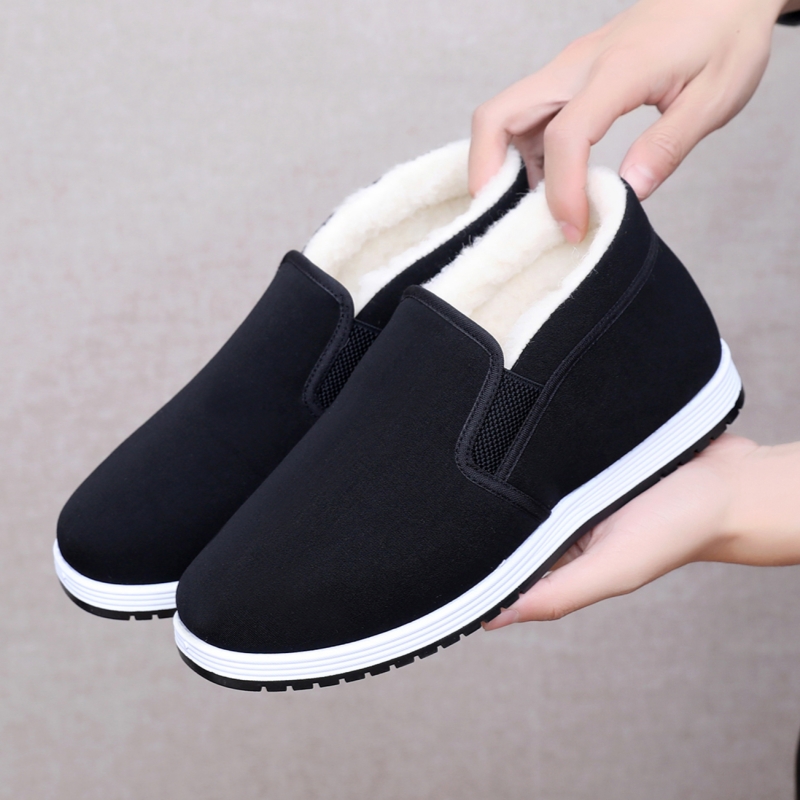 老北京布鞋棉鞋男羊毛冬季新款加绒加厚保暖防水防滑中老年一脚蹬