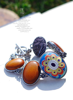 No.392 Lucky Brand 掐丝珐琅釉原木镶嵌旧感镀纯银度假风手链