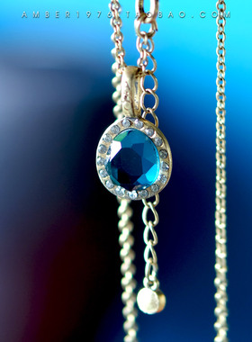 No.234 挪威A&C 北欧极光蓝 合金古铜镀金水晶镶嵌长项链毛衣链