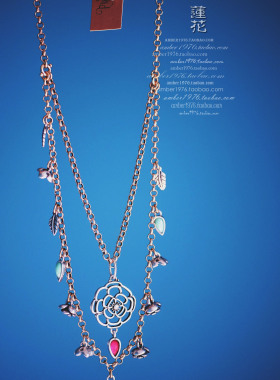 No.345 Lucky brand 山茶花限量系列 合金镀银镶宝石双层项链