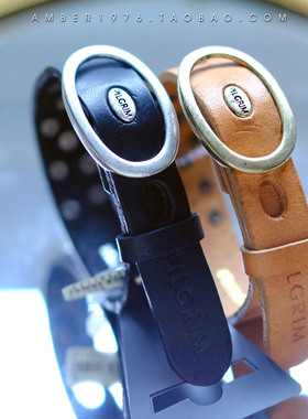 No.286 pilgrim 幸运点⒌ 合金镀金真皮雕花铆钉皮带扣手镯