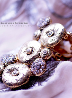 做旧镀金水晶钻镶嵌手链