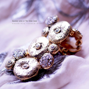 风蚀做旧镀金水晶钻镶嵌镀金手链 Claiborne中古品 No.143 Liz