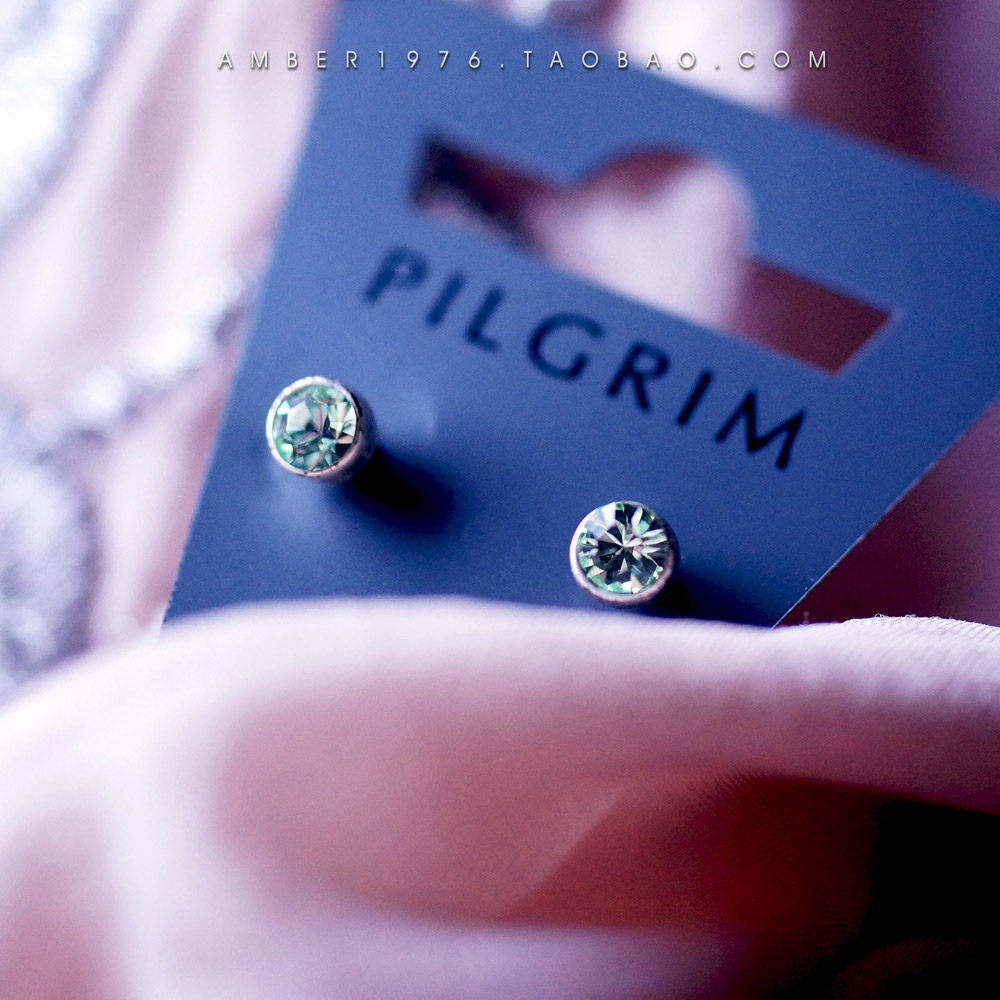 No.89 Pilgrim 基础款合金镀银水晶钻镶嵌耳钉
