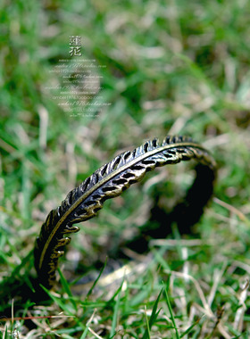 No.371 Lucky Brand 中古气质 合金纯铜镀金古旧感飞羽手镯