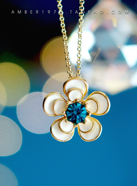 镀金镶嵌水晶宝石项链