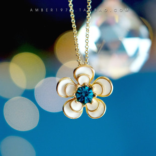 Claiborne Liz 镀金珐琅釉镶嵌水晶宝石项链 堇」 No.80「某种