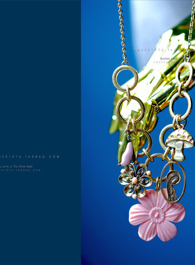 No.298 pilgrim flower⒐镀金珐琅釉甜美花卉森林风原创设计项链